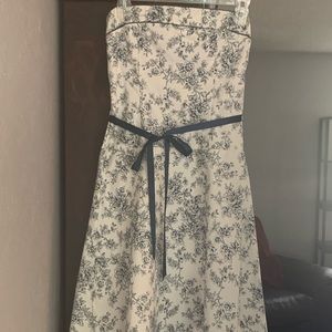 Floral Strapless Dress Blue